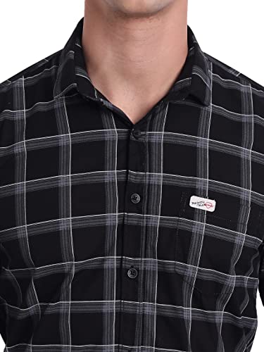 Image of Majestic Man Slim Fit Cotton Casual Check Shirt for Men