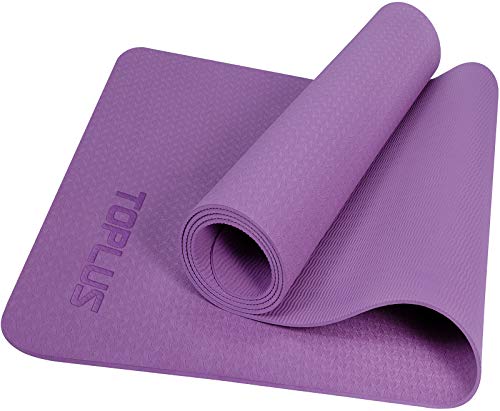 TOPLUS - Esterilla de yoga, gimnasia, esterilla de entrenamiento con correa antideslizante, buena para principiantes en yoga para fitness, pilates y gimnasia, 183 x 61 x 0,4 cm
