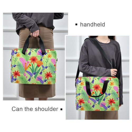 Funda para computadora de 15.6 con asa y diseño floral de colibrí 2