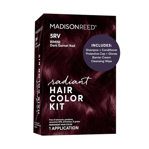 Madison Reed Radiant Hair Color Kit - 5RV Dark Garnet Red with Vibrant Red Violet Tones (Rimini Garnet) Vivid Color Permanent Hair Dye, PPD-Free & Ammonia-Free, 1 Pack