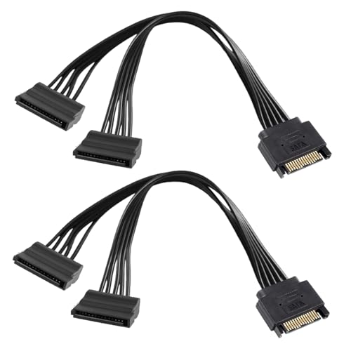 Amztour Câble Adaptateur D'alimentation SATA 15 Pin Connecteurs Rallonge SATA Mâle vers Femelle Cable de Données SSD HDD 22cm Connexion Disque Dur 15 Pins...