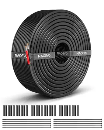NAOEVO 14 Gauge Wire 2 Conductor Electrical Wire, 14 AWG Stranded PVC Cord, 12V Low Voltage/Tinned Copper/Flexible Cable for Automotive Wiring, Lamp Cord, Marine Cable (50FT)