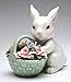 Cosmos Gifts 10592 Fine Porcelain White Bunny Rabbit with Rose Flower Basket Figurine, 3-5/8