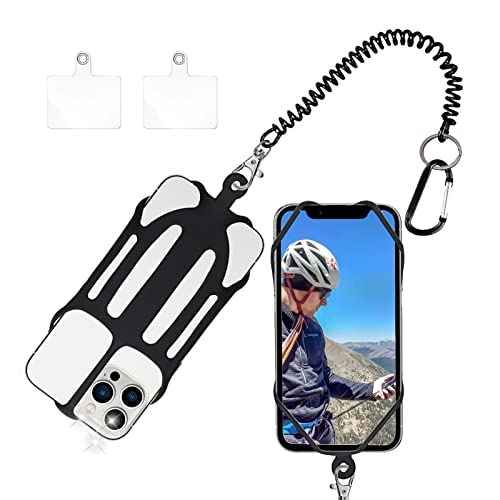 Cordon de téléphone portable noir et sangle silicone anti-chute pour la randonnée