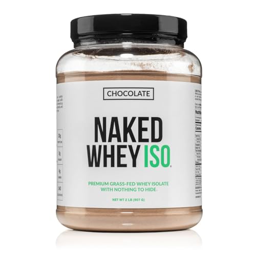NAKED Chocolate Whey Isolate Protein - Only 6 Ingredients 30g Grass-Fed Protein Undenatured No GMO No Soy Gluten-Free No Preservatives - 24 Servings