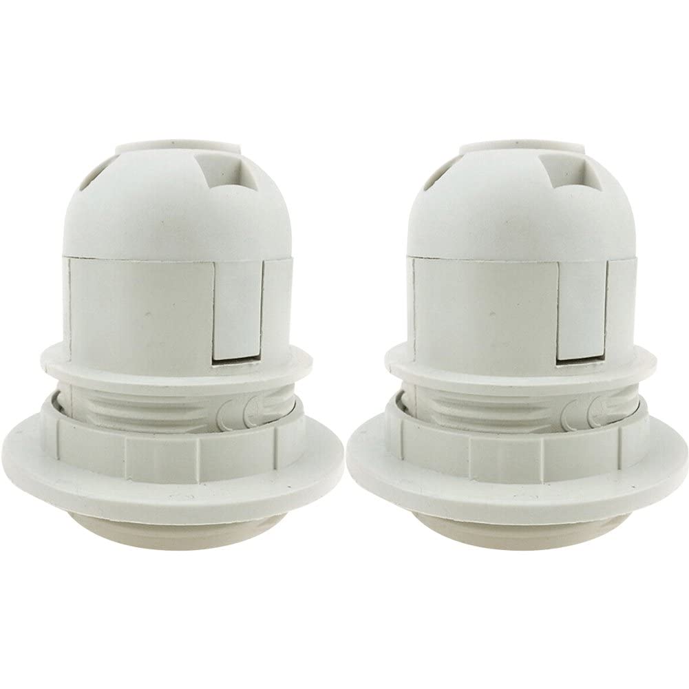 Fituenly White 2Pcs Es E27 M10 Screw Light Bulb Lamp Holder Pendant Socket Lampshade Collar Lighting Accessories /Black