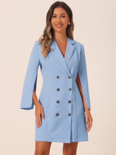 Image of Allegra K Blazer Dress for Women Notched Lapel Work Dresses with Belt | Slit Sleeve, Double Breasted, Mini Length, Business Casual, Office, Professional, Formal, Interview