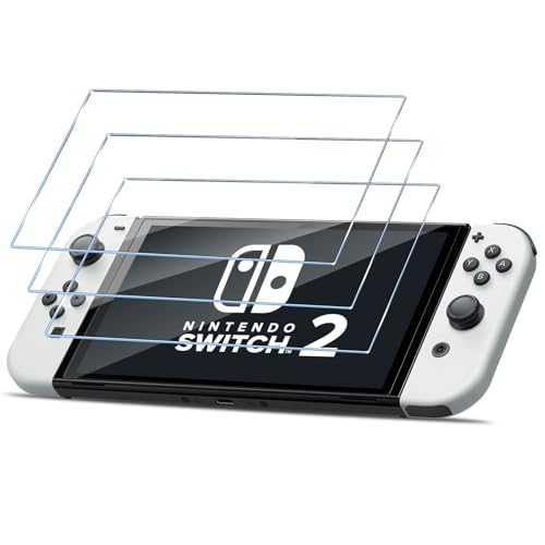 HidWee Schutzfolie Kompatibel mit Nintendo Switch 2 für Panzerglas, 3 Stück 9H Härte Displayschutz, Anti-Kratzen Displayschutzfolie, Anti-Bläschen Panzer Schutz Glas, HD Clear Displayschutz