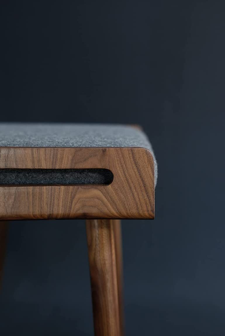 IThree Solid sheesham Wood Furniture Stool/Seat/Ottoman/Bench in Solid Sheesham Wood Stool with Cushion | Sitting Chair with Handle Natural Finish 1