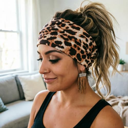 Image of DRESHOW 4 Pack Turban Headbands for Women Wide Vintage Head Wraps Knotted Cute Hair Band Accessories