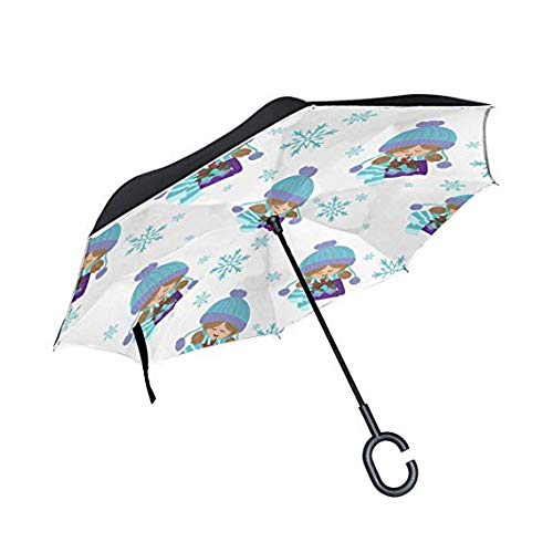 Porte-Parapluie inversé double poignée en U anti-gouttes