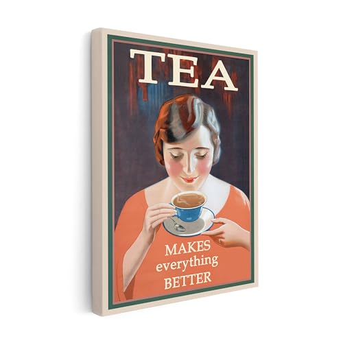 Poster Master Vintage Tea Canvas - Tea Quotes Print - Retro Food & Drink Art - Gift for Her, Woman - Perfect Wall Decoration for Kitchen, Teahouse, Restaurant - Available in 8x10 to 30x40