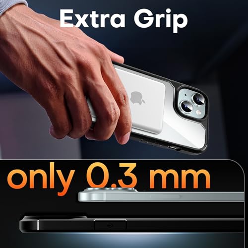 Image of TAURI for iPhone 15 Case, Compatible with MagSafe, Black | with Screen Protector, Not-Yellowing Military-Grade Protection, Shockproof Slim Magnetic Case for iPhone 15