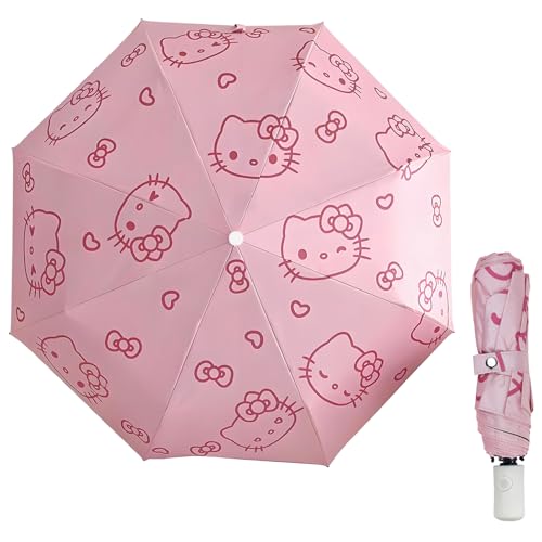NBHUZEHUA Cute Pink Umbrella for Women Kids Girls Travel Umbrella Compact for Rain & Sun Small Portable Folding Umbrellas