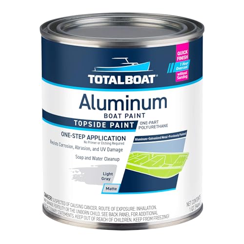 TotalBoat Aluminum Boat Paint | Durable, Fast-Drying Marine Paint for Canoes, Jon Boats, Dinghies, Pontoons, Hunting Blinds, and Trailers | Light Gray, Quart