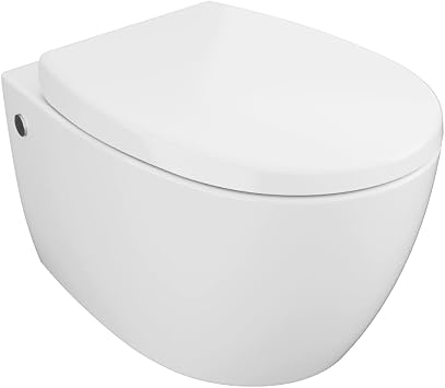 Aqua Bagno Çerçevesiz tasarım asma klozet seti, yüksek kaliteli seramikten yumuşak kapanan klozet oturağı dahil Duroplast klozet derin yıkama klozeti.