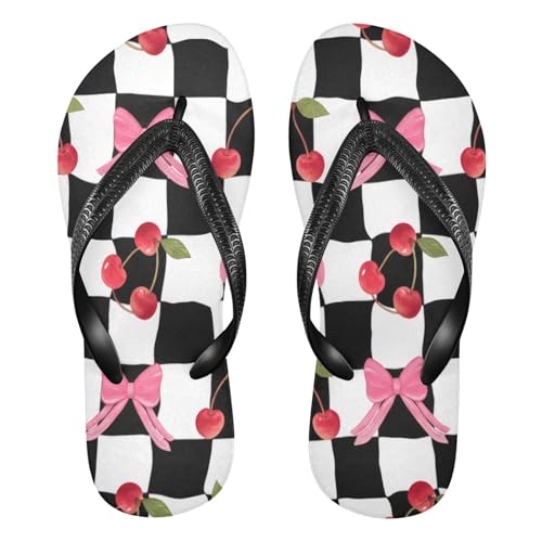 STAYTOP Cherries and Pink Bows Flip Flops Sandals of Men's & Women's,Sandals Beach Slippers Shower Slides