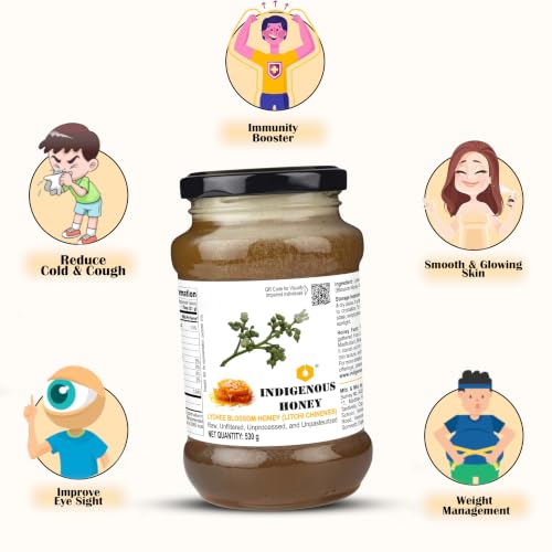 Image of INDIGENOUS HONEY Organic Lychee Honey Raw Natural Pure 17.64 oz Glass Jar