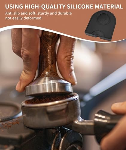Image of Coffee Accessories, Black Coffee Tamper Mat for Espresso Machine, Non-Slip Silicone Tamping Pad for Home and Professional Use, Kitchen Countertop Protection Tool, 21 cm x 15 cm x 3 cm Dimensions