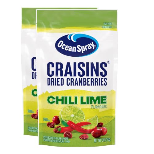 Ocean Spray® Craisins® Sweetened Dried Cranberries, Chili Lime, 6oz Pouch (Pack of 2)