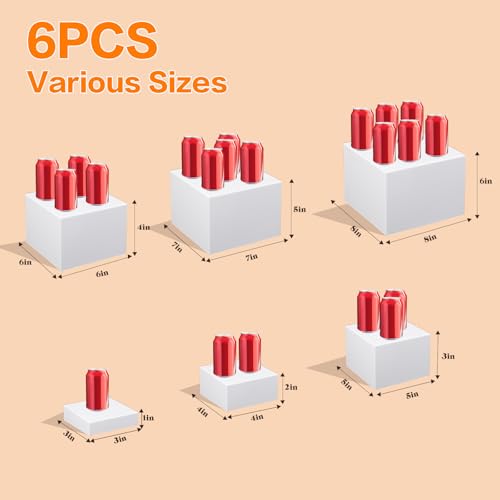 Cryozeo 6PCS Buffet Risers, Food Risers for Buffet Table, Display Stand Shelf for Party Catering Dessert Collectibles, White Acrylic Nesting Boxes for Food Display (Size 8