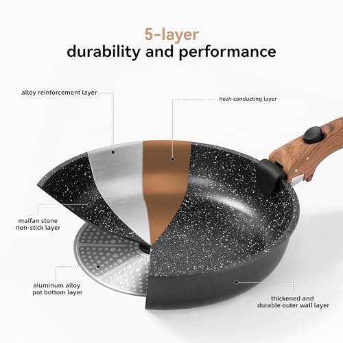 Royal Swiss 9 Piece Induction Cookware Set - 2 Removable Handles - Saucepan Set with Lid for All Heat Sources - Black - PFAS-Free Pans and Pans (Black, 9) - Image 6