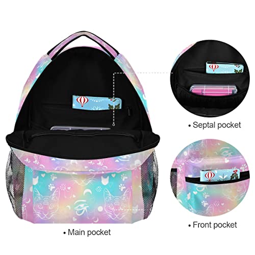 Mochila de computadora escolar con estampado de gatos de moda 7