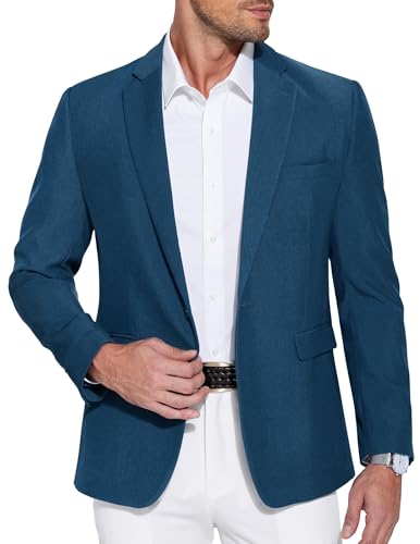 COOFANDY Chaquetas para Hombre Chaqueta Deportiva de Ocio Chaqueta de Negocios para Hombre Chaqueta Traje Deportivo Chaquetas con Solapas con Muescas Traje de Boda Monocolor Azul Marino XL