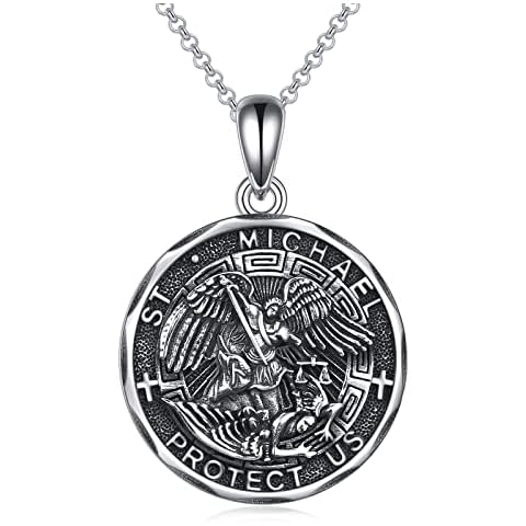 YFN Saint Michael Necklace Sterling Silver Religious Protector Pendant St Michael Jewellery Gifts for Women Men Cover