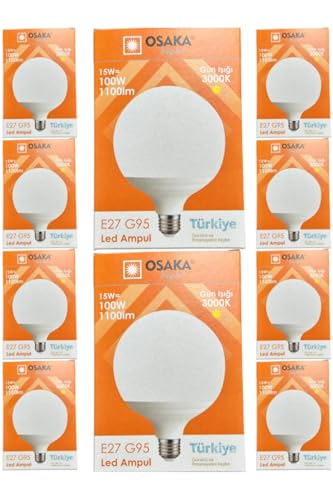 15W (100W) 3000K E27 G95 LED Ampul, Gün Işığı, 10 Adet