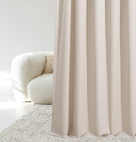 ROOM99 Cortina con Ojales Plateados Aura 140 x 240 cm Ancho x Alto Cortinas correderas Moderna Cortina Moderna Cortina salón Dormitorio Beige Claro 1 Unidad