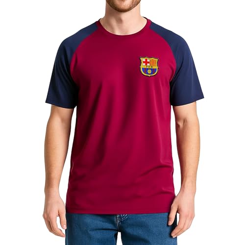 Icon Sports Mens Short Sleeve Raglan Training Shirt UEFA Champions League Soccer Barcelona Alternate Large