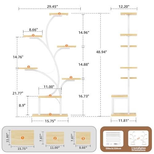 Image of BACEKOLL Plant Stand Indoor with Grow Lights, 7 Tiered Indoor Plant Shelf, 49 inch Corner Plant Stands for Indoor Plants, Metal Plant Flower Display Shelf, Tree-Shaped Plant Rack for Home, Patio, Natural
