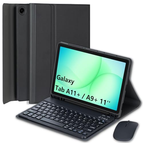 EHLCYS Funda con Teclado para Samsung Galaxy Tab A11+ Plus 2025 / Galaxy Tab A9+ Plus 11 Pulgadas 2023, Español Ñ Teclado con Ratón Bluetooth Desmontable Ultrafina Funda con Portalápice,Negro