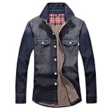 Tosonse Chaqueta De Mezclilla para Hombre Otoño Invierno Casual Abrigos para Niños Lavado Vintage Chaqueta De Mezclilla Desgastada Abrigo Blusa Superior