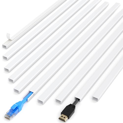 ZhiYo Mini Cord Hider - 170in PVC Self-Adhesive Cord Cover for TV, Extension Cord & USB Wires - White Wall Cable Hider for Wall Mounted TV - Seamless Connection