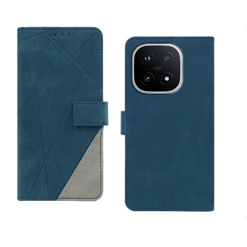 Image of amazon basics iQOO 15 5G Flip Cover | Card Pockets Wallet & Stand | Flip Cover for iQOO 15 5G (Blue with Grey)