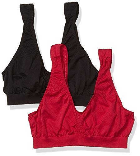Bali Women's Crop Top Bra, Black, Scarlet Berry, Large