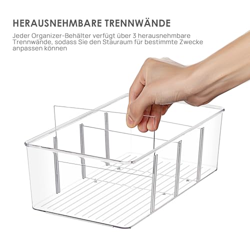 Vtopmart 4er Kühlschrank Organizer mit 4 Fächern, BPA-Freie Küche Stapelbarer Lebensmittel aufbewahrungsbox für Teebeutel,Snacks,Gewürze 4