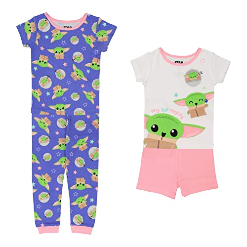 Image of Star Wars Girls' 4-Piece Snug-Fit Cotton Pajama Set