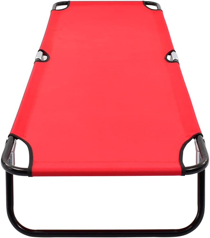 Outdoor Chaise Lounge,Folding Sun Lounger Red Steel,Lounge Chair Portable Lightweight Reclining Garden Sun Lounger for Patio, Deck, and Poolside