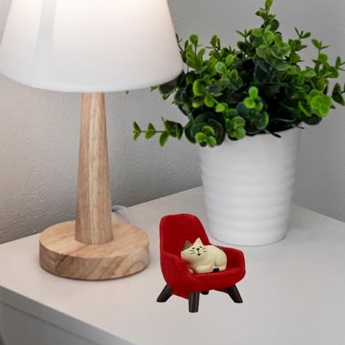image for Refintural Miniature Cat Figurines with Small Sofa - Resin Mini Cat Fi