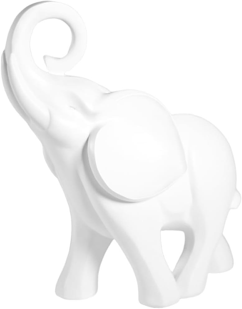 Elephant Statue. Elephant Decor Brings Good Luck, Health, Strength. Elephant Gifts for Women, Mom Gifts. Decorations Applicable Home, Office, Bookshelf TV Stand, Shelf, Living Room - White