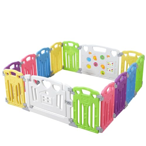 Image of Baby Playpen Kids Activity Centre Safety Play Yard Home Indoor Outdoor New Pen (Multicolour, Classic Set 14 Panel)