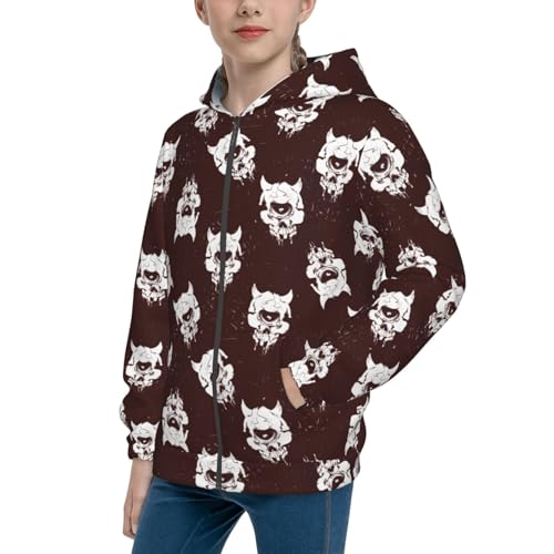 Skulls Bone Head Kid Hoodies Boys Zip Up Sweatshirts Girls Pullover with Pocket