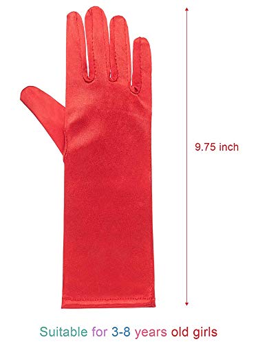 Zhanmai 6 Pairs Princess Gloves for Girls, Kids Dress Gloves Toddler Satin Princess Glove for 3-8 Year Old Little Girls Tea Party, Wedding, Formal Pageant, Halloween Costume Party, 6 Colors4