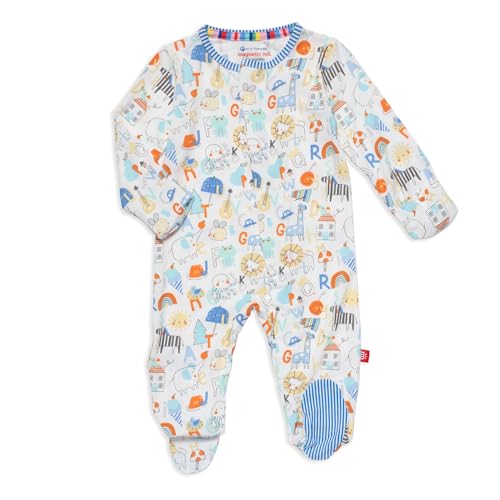 Image of Magnetic Me Boys Modal Magnetic Baby Footie Pajamas | Silky Soft Modal Fabric | Baby Sleepers Available in Sizes PRE - 24M