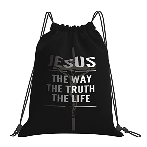 Cross Drawstring Backpack Lightweight Jesus Bag Christian Drawstring Sackpack Travel Bag