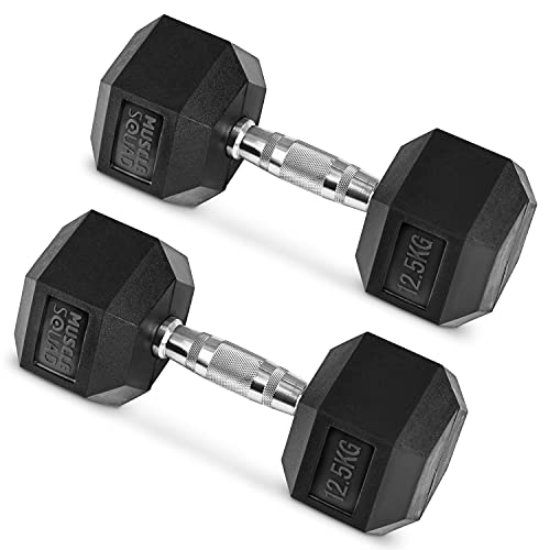 MuscleSquad Hex Dumbbells (5kg-25kg) & Dumbbell Storage Rack | 9 PAIR Dumbbell Set with Rack | 3-Tier Dumbbell Stand - Image 4