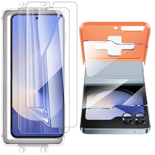 WYQLTD [2 Sets 6 Pack] Screen Protector for Samsung Galaxy Z Flip 6 / Z Flip 7 FE, Internal Flexible TPU Film + Outer Tempered Glass Film + Metal Camera Lens Protector, Anti-Scratch, No Bubbles